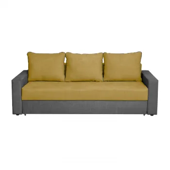 Canapea NICO II 3L extensibila, 3 locuri, cu arcuri si lada depozitare, gri inchis + galben, 220x85x75 cm imagine
