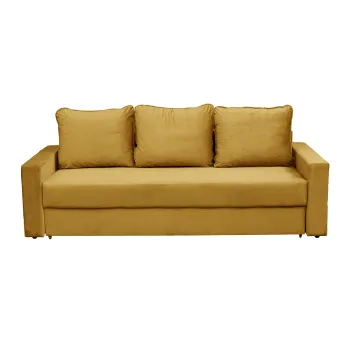 Canapea NICO II extensibila, 3 locuri, cu arcuri si lada depozitare, galben, 220x85x75 cm imagine