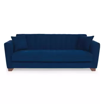 Canapea QUEEN extensibila, 3 locuri, cu arcuri si lada depozitare, albastru, 218x80x80 cm imagine