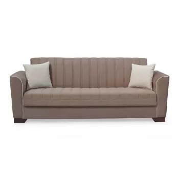 Canapea QUEEN extensibila, 3 locuri, cu arcuri si lada depozitare, cappuccino, 218x70x80 cm imagine