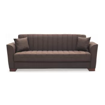 Canapea QUEEN extensibila, 3 locuri, cu arcuri si lada depozitare, maro inchis, 218x80x80 cm imagine
