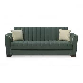 Canapea QUEEN extensibila, 3 locuri, cu arcuri si lada depozitare, verde, 218x80x80 cm imagine