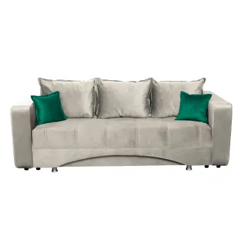 Canapea ROYAL M extensibila, 3 locuri, cu arcuri si lada depozitare, crem + verde, 230x105x80 cm imagine