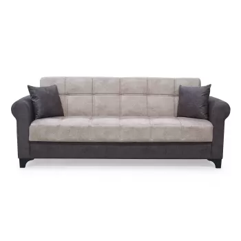 Canapea SALLY extensibila, 3 locuri, cu arcuri si lada depozitare, bej, 217x80x83 cm imagine