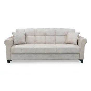 Canapea SALLY extensibila, 3 locuri, cu arcuri si lada depozitare, bej, 217x80x83 cm imagine