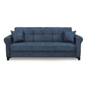 Canapea SALLY extensibila, 3 locuri, cu arcuri si lada depozitare, gri albastrui, 217x80x83 cm imagine