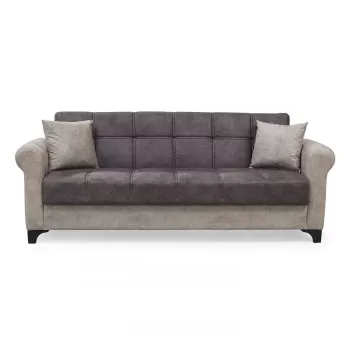 Canapea SALLY extensibila, 3 locuri, cu arcuri si lada depozitare, maro, 217x80x83 cm imagine