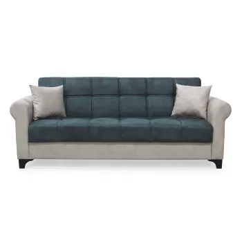 Canapea SALLY extensibila, 3 locuri, cu arcuri si lada depozitare, verde, 217x80x83 cm imagine