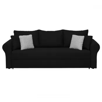 Canapea SARA II extensibila, 3 locuri, cu lada depozitare, negru + MZ mini rosu, 235x90x75 cm imagine