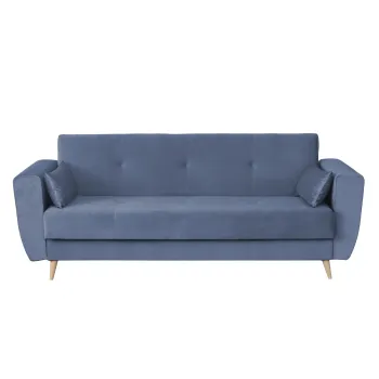 Canapea SIENA I extensibila, 3 locuri, cu arcuri si lada depozitare, albastru deschis, 225x85x95 cm imagine