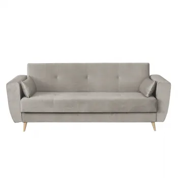 Canapea SIENA I extensibila, 3 locuri, cu arcuri si lada depozitare, bej, 225x85x95 cm imagine