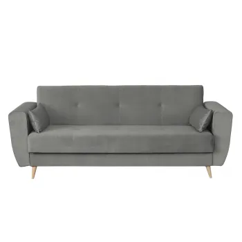 Canapea SIENA I extensibila, 3 locuri, cu arcuri si lada depozitare, gri deschis, 225x85x95 cm imagine