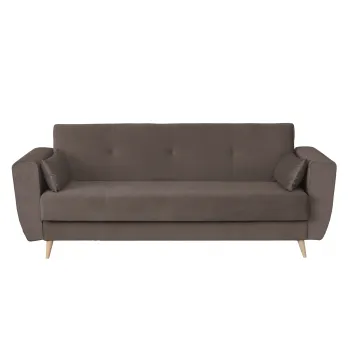 Canapea SIENA I extensibila, 3 locuri, cu arcuri si lada depozitare, maro, 225x85x95 cm imagine