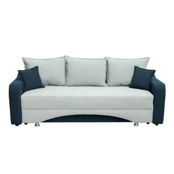 Canapea SUSIE extensibila, 3 locuri, cu arcuri si lada depozitare, albastru + gri albastrui, 222x105x80 cm imagine