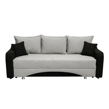 Canapea SUSIE extensibila, 3 locuri, cu arcuri si lada depozitare, negru + gri deschis, 222x105x80 cm imagine