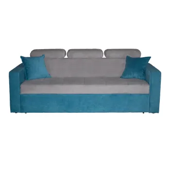 Canapea TESSA extensibila, 3 locuri, cu arcuri, tetiere si lada depozitare, gri, 240x90x90 cm imagine