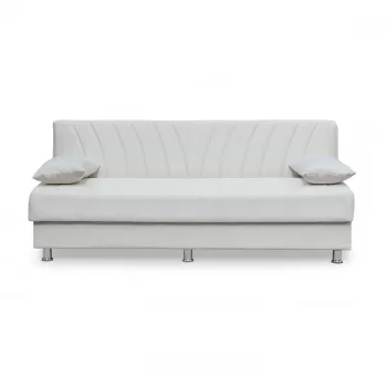 Canapea VALERIA extensibila, 3 locuri, cu arcuri si lada depozitare, crem, 190x82x83 cm imagine