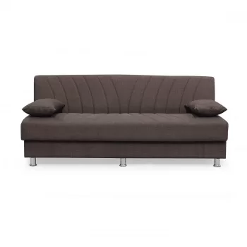 Canapea VALERIA extensibila, 3 locuri, cu arcuri si lada depozitare, maro inchis, 190x82x83 cm imagine