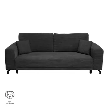 Canapea VEGA extensibila, 3 locuri, cu arcuri si lada depozitare, gri inchis, 237x110x73 cm imagine