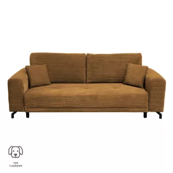 Canapea VEGA extensibila, 3 locuri, cu arcuri si lada depozitare, mustar, 237x110x73 cm imagine