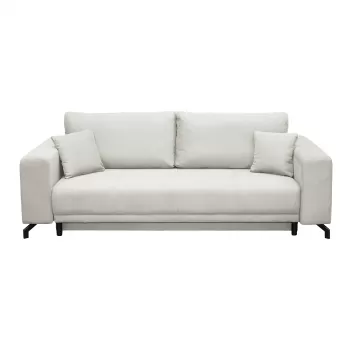 Canapea VEGA POINT extensibila, 3 locuri, cu arcuri si lada depozitare, crem, 237x110x73 cm imagine