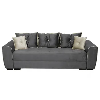 Canapea VERA extensibila, 3 locuri, cu arcuri si lada depozitare, gri + crem, 245x110x80 cm imagine