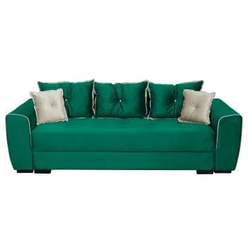 Canapea VERA extensibila, 3 locuri, cu arcuri si lada depozitare, verde + crem, 245x110x80 cm imagine