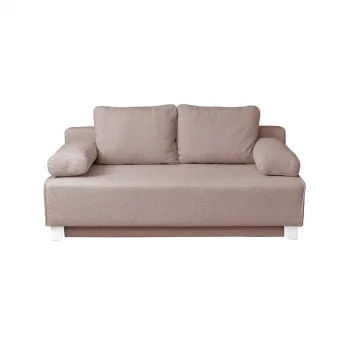 Canapea YASMIN II BUCLE extensibila, 3 locuri, cu arcuri si lada depozitare, roz pudra, 190x100x90 cm imagine