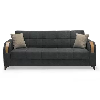 Canapea ZETA extensibila, 3 locuri, cu arcuri si lada depozitare, gri inchis, 225x84x85 cm imagine