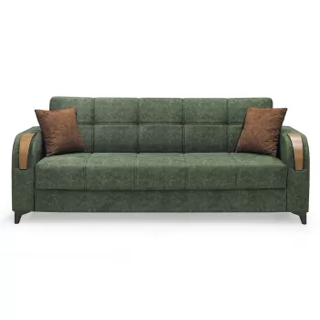 Canapea ZETA extensibila, 3 locuri, cu arcuri si lada depozitare, verde, 225x84x85 cm imagine
