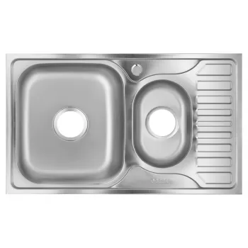 Chiuveta Freddo ERT-SN 9023D, pentru blat, finisaj anticalcar, doua cuve dreapta, 78x49cm, inox imagine