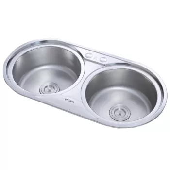 Chiuveta Freddo ERT-SN9024, pentru blat, finisaj anticalcar, doua cuve, 83x43,5cm, inox imagine