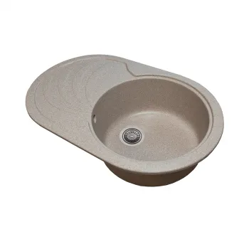 Chiuveta Sanitec SN9033ST, pentru blat, granit-compozit, 1 cuva stanga, bej, 78x50 cm imagine