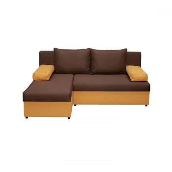 Coltar ANA extensibil, cu lada depozitare, colt interschimbabil, galben + maro, 200x140x83 cm imagine