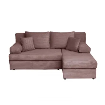 Coltar ANA LUX extensibil, cu lada depozitare, colt interschimbabil, roz pudra, 200x140x83 cm imagine