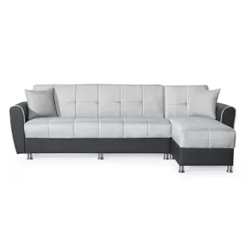 Coltar ANGELA extensibil, cu lada depozitare, colt interschimbabil, gri, 283x165x83 cm imagine