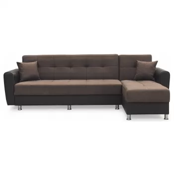 Coltar ANGELA extensibil, cu lada depozitare, colt interschimbabil, maro inchis, 283x165x83 cm imagine