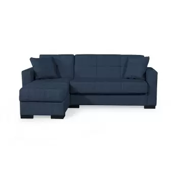 Coltar BETTY extensibil, cu lada depozitare, colt interschimbabil, albastru, 212x145x80 cm imagine