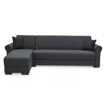 Coltar BORD extensibil, cu lada depozitare, colt interschimbabil, gri, 280x165x84 cm imagine