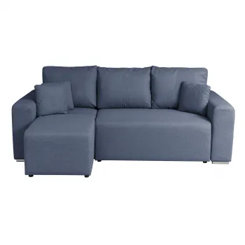 Coltar Canapea BEGA B extensibil, cu arcuri si lada depozitare, colt interschimbabil, albastru, 240x153x80 cm imagine