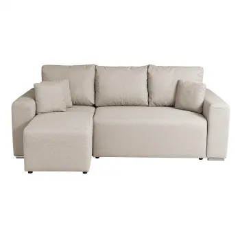 Coltar Canapea BEGA B extensibil, cu arcuri si lada depozitare, colt interschimbabil, bej, 240x153x80 cm imagine