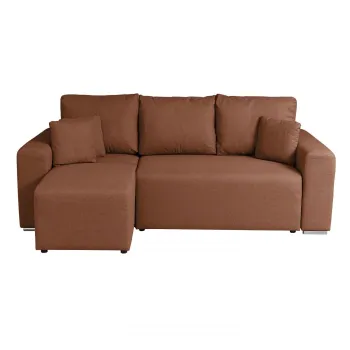 Coltar Canapea BEGA B extensibil, cu arcuri si lada depozitare, colt interschimbabil, caramiziu, 240x153x80 cm imagine