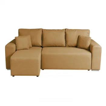 Coltar Canapea BEGA B extensibil, cu arcuri si lada depozitare, colt interschimbabil, galben, 240x153x80 cm imagine