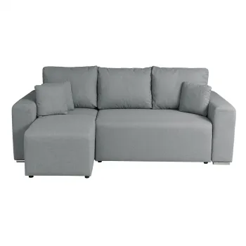 Coltar Canapea BEGA B extensibil, cu arcuri si lada depozitare, colt interschimbabil, gri deschis, 240x153x80 cm imagine