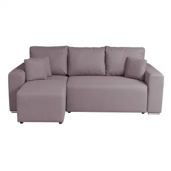 Coltar Canapea BEGA B extensibil, cu arcuri si lada depozitare, colt interschimbabil, gri maroniu, 240x153x80 cm imagine