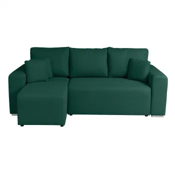 Coltar Canapea BEGA B extensibil, cu arcuri si lada depozitare, colt interschimbabil, verde inchis, 240x153x80 cm imagine