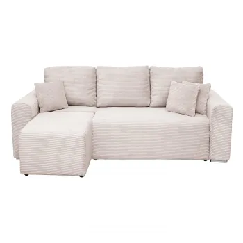 Coltar Canapea BEGA extensibil, cu arcuri si lada depozitare, colt interschimbabil, bej, 240x153x80 cm imagine