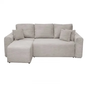 Coltar Canapea BEGA extensibil, cu arcuri si lada depozitare, colt interschimbabil, bej inchis, 240x153x80 cm imagine