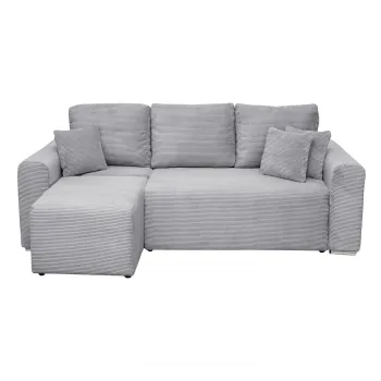 Coltar Canapea BEGA extensibil, cu arcuri si lada depozitare, colt interschimbabil, gri, 240x153x80 cm imagine