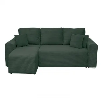 Coltar Canapea BEGA extensibil, cu arcuri si lada depozitare, colt interschimbabil, verde smarald, 240x153x80 cm imagine